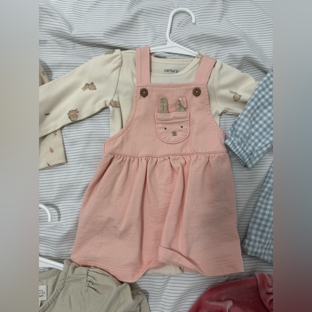 Carter's Pink Overall Dress with Bunny Design